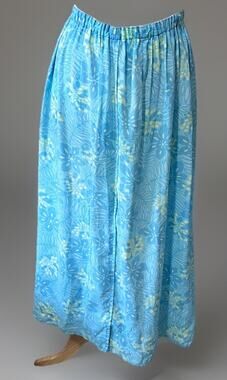 Eddie Bauer Linen Skirt Womens 4 Blue Yellow Island Girl Boho Floral Long Maxi